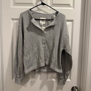 Aerie Gray Waffle Knit Top